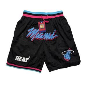 Just Don NBA Miami Heat Basketball Jersey Athletic Shorts Black L